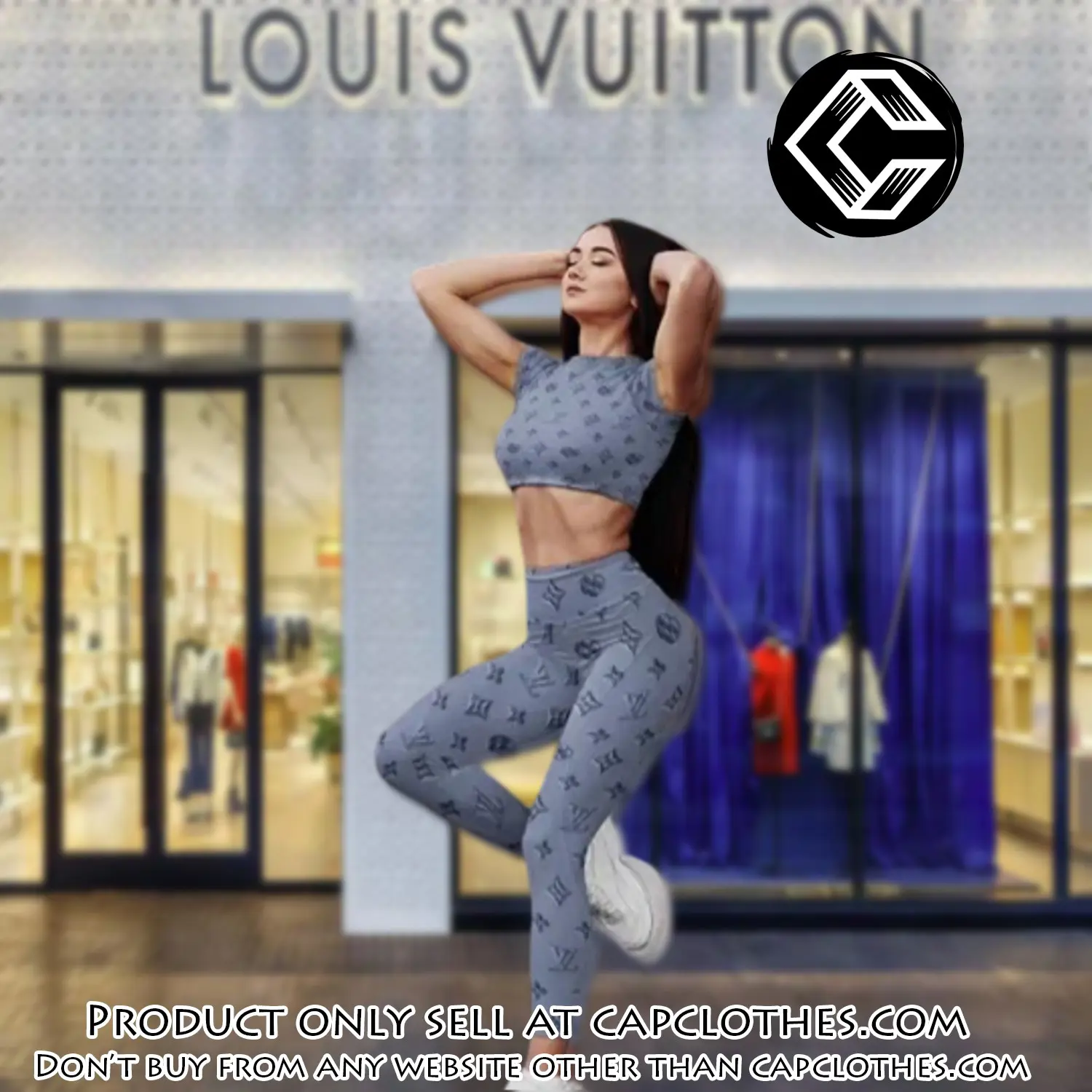 Louis vuitton sportwear combo luxury crop top tshirt and legging for women ctl1001 cc0106525